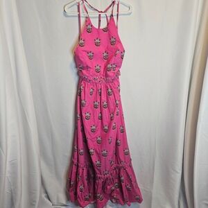 Rhode Salena Pink Floral‎ Maxi Dress Women's Sleeveless Ruffle Summer Boho DESC
